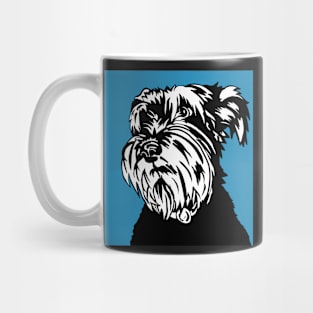 Sally the Miniature Schnauzer Dog Linoprint on Blue Background Mug